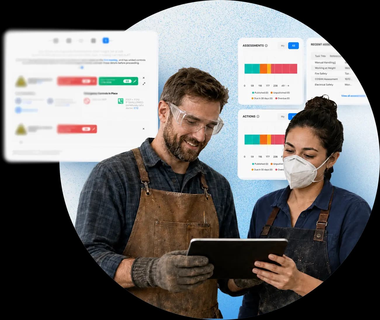 Safety365 Small Business Bundle on a laptop: free COSHH assessment software, safety data sheet (SDS) management and compliance dashboard for UK sole traders and micro-businesses