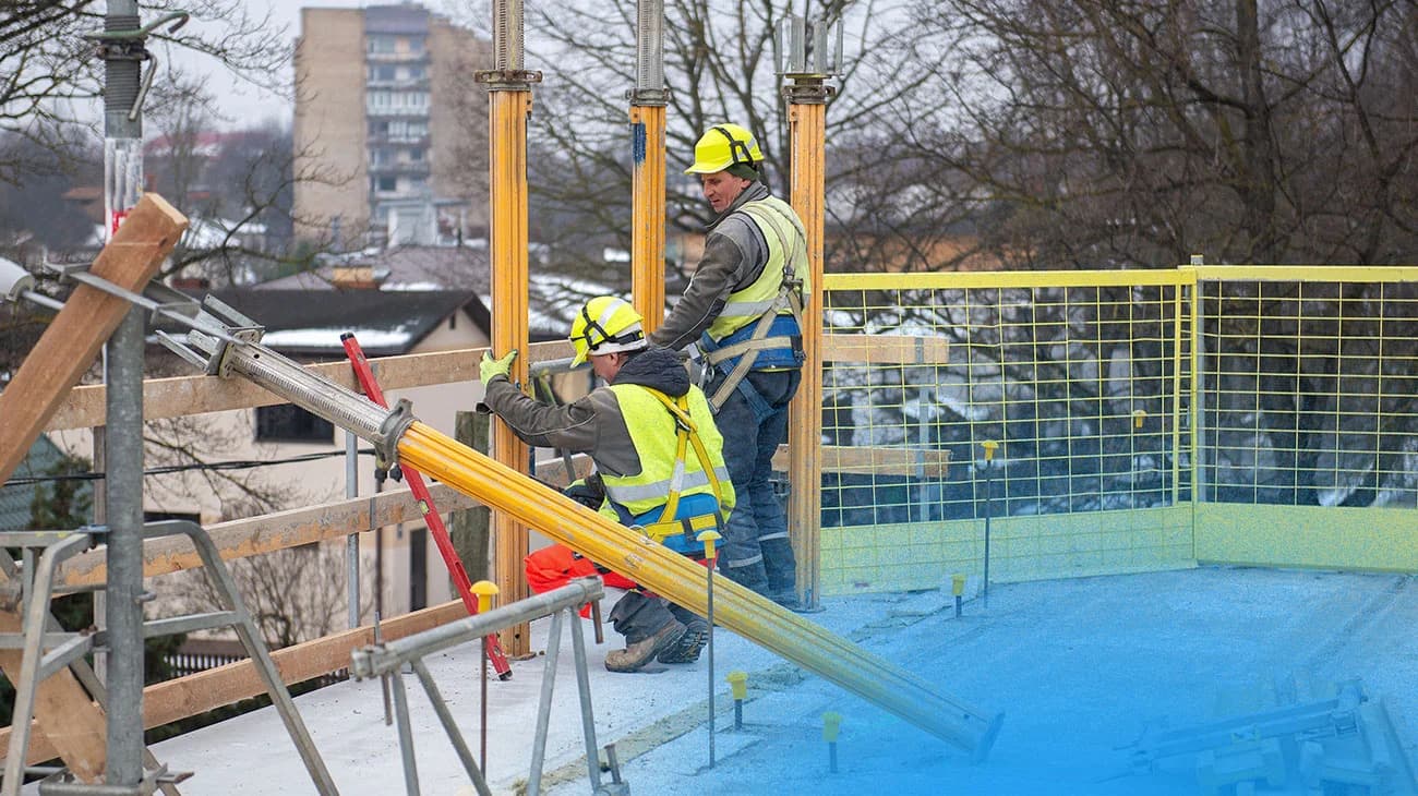 Construction site with safety compliance