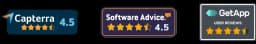 Capterra, Software Advice, and GetApp review badges