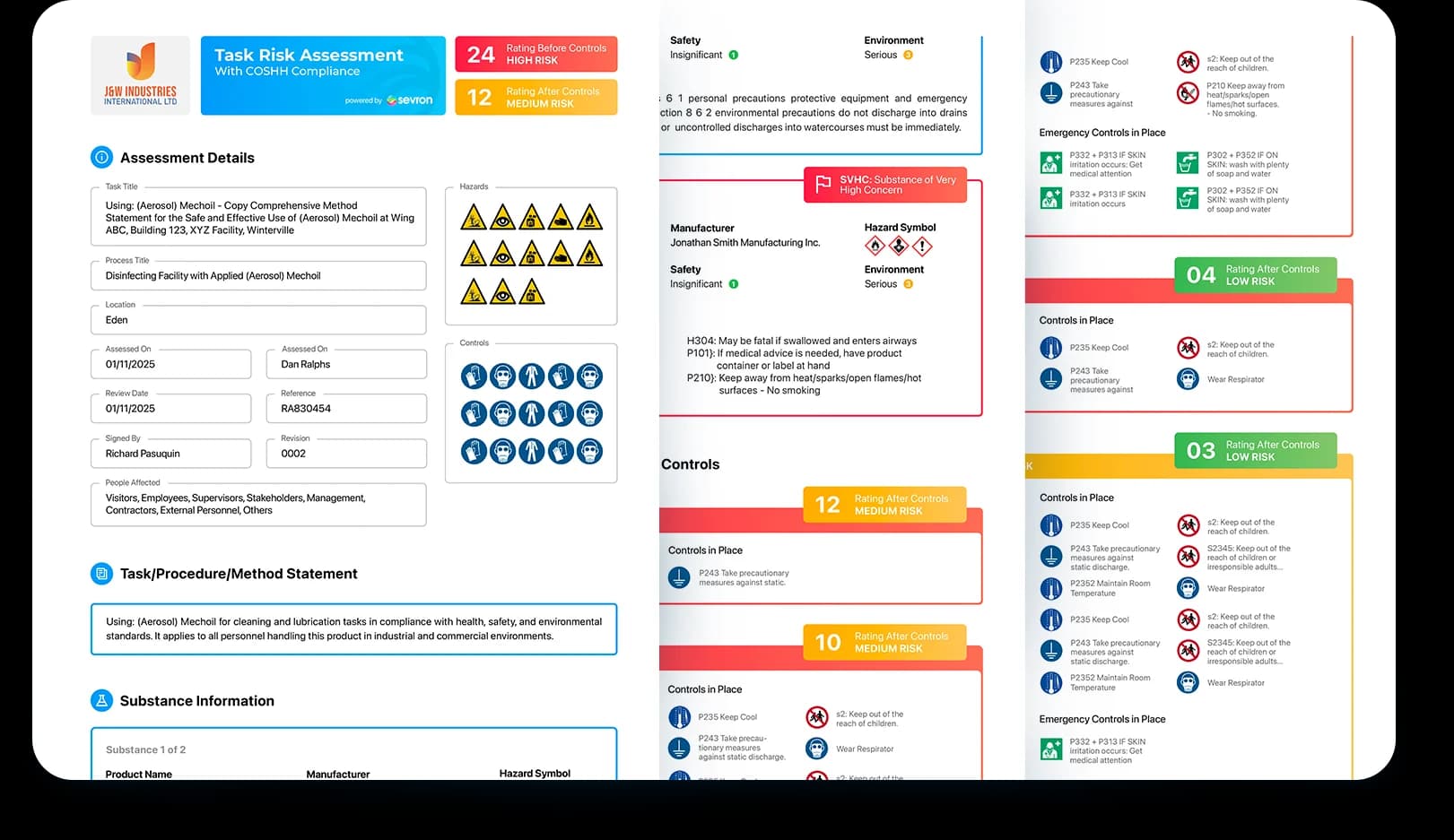 Task Risk Assessment wizard interface