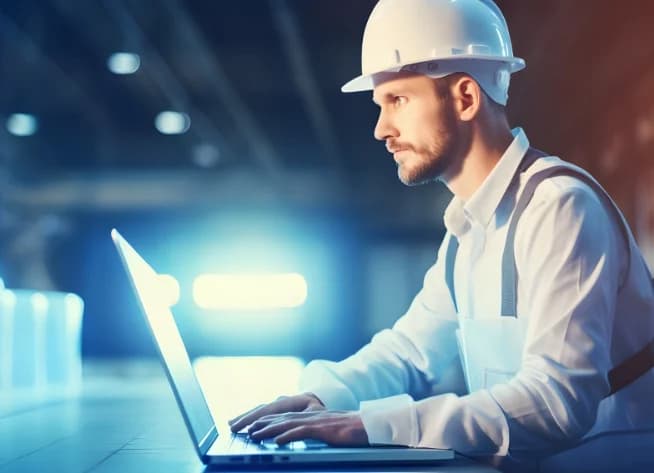 Engineer working on laptop