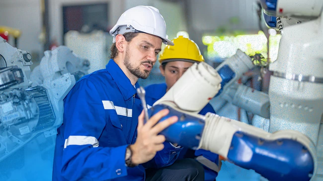 Manufacturing professional reviewing safety compliance on tablet