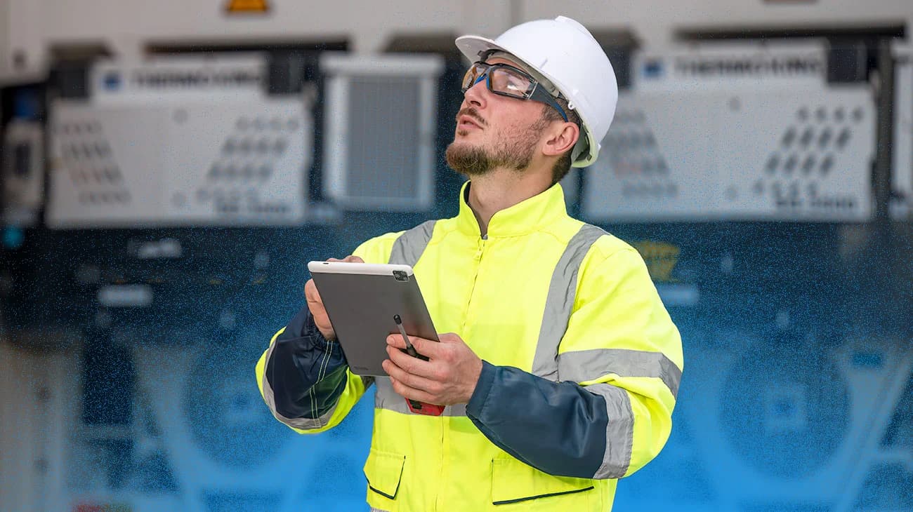 Safety officer reviewing compliance documentation