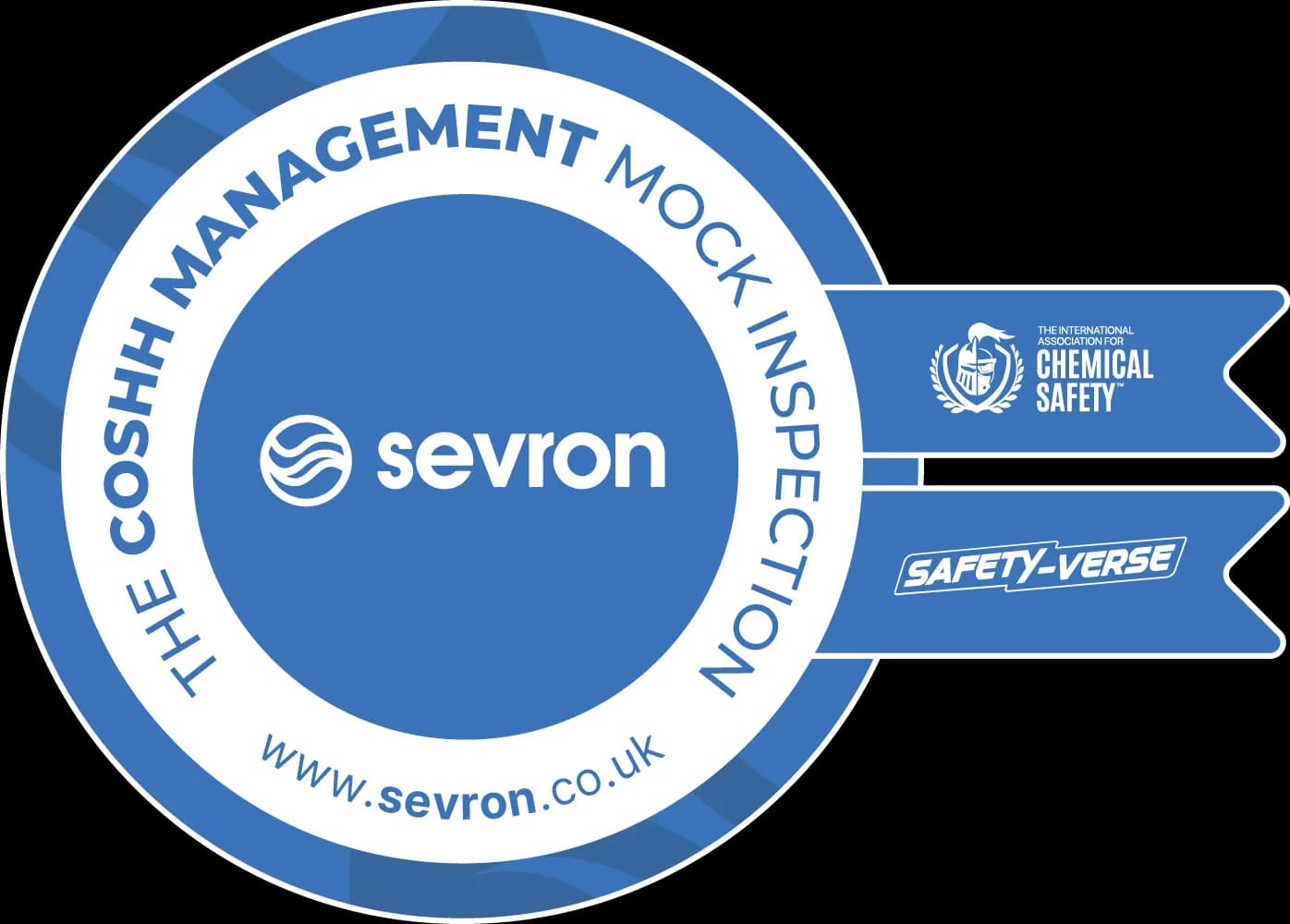 COSHH Management Mock Inspection badge by Sevron, in partnership with IACS and Safety-Verse