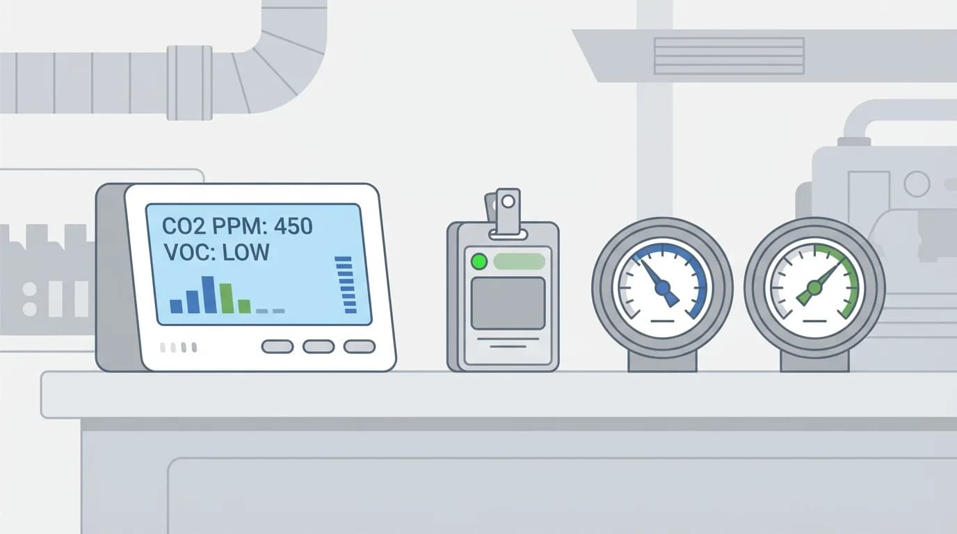 Air monitoring instruments with digital readout in industrial setting